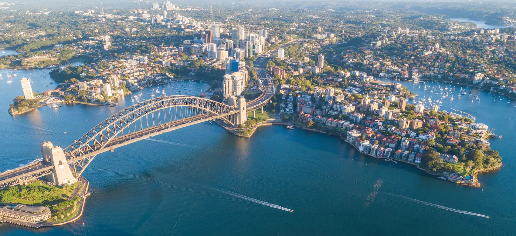 Aerial view of Sydney Harbour.
