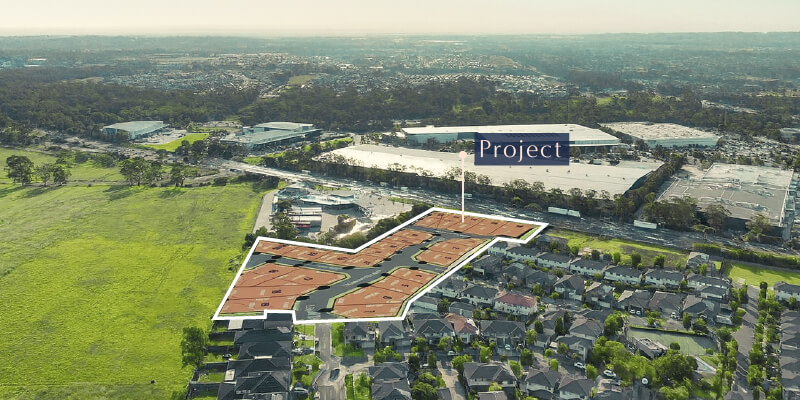Aerial view of residential development site.